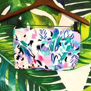 NWT SO Juniors Medium White Abstract Print Convertible Bralette Bikini Top